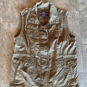 from depop- papaya vest with rhinestone / gemstone